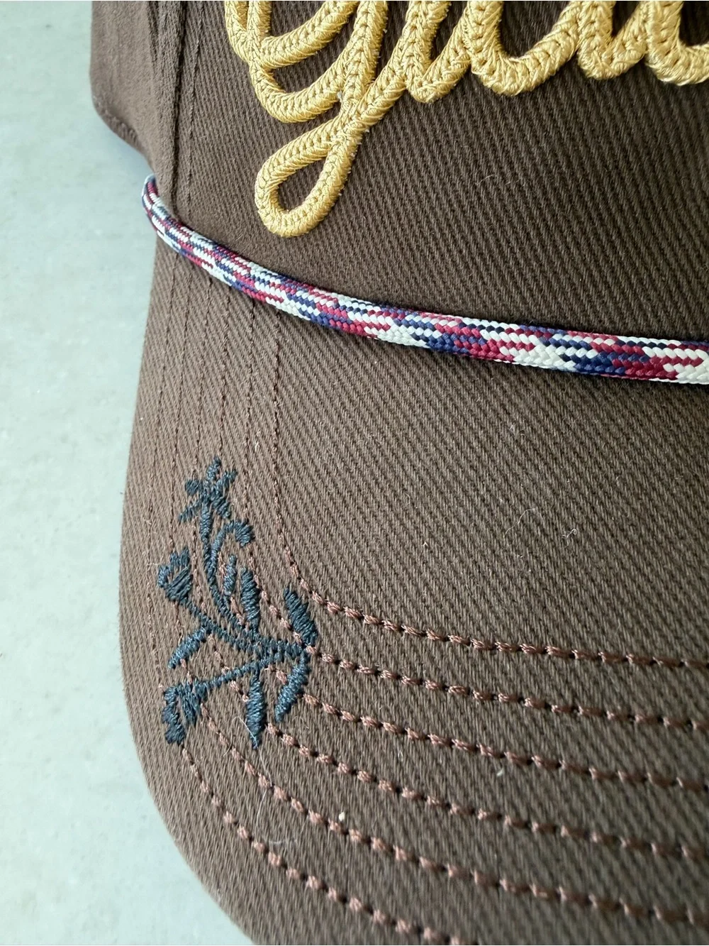 Brown 'Giddy Up' Embroidered Baseball Cap with Gold Script! New